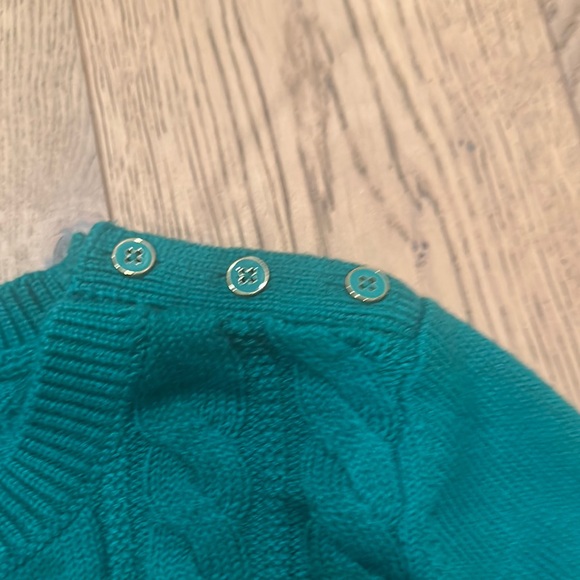 Talbots Green Cable Knit Crew Neck Sweater - Picture 3 of 5